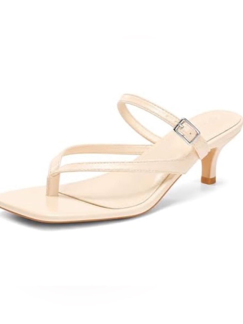 NEW Coutgo Women’s Beige Light  Kitten Heel Sandals Wedding Bridal Size 8.5